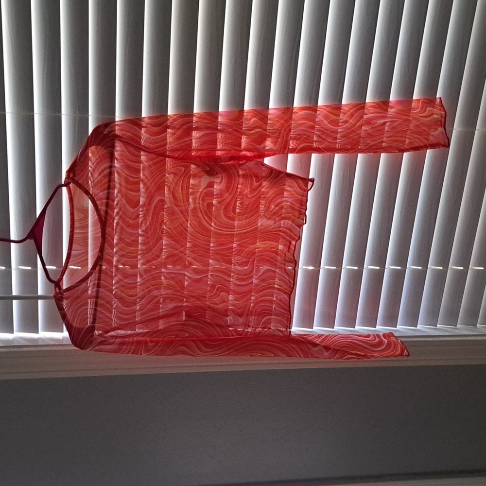 Orange Marble Mesh Top